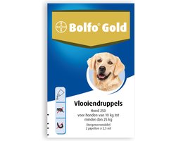 Bolfo Gold 250 Anti vlooienmiddel - Hond - 10 Tot 25 kg -  2 pipetten