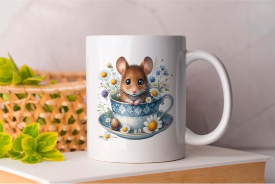 Foto: Mok muisje in een kopje toocute cutevibes cutiepie adorable schattig teschattig liefenleuk schattigevibes