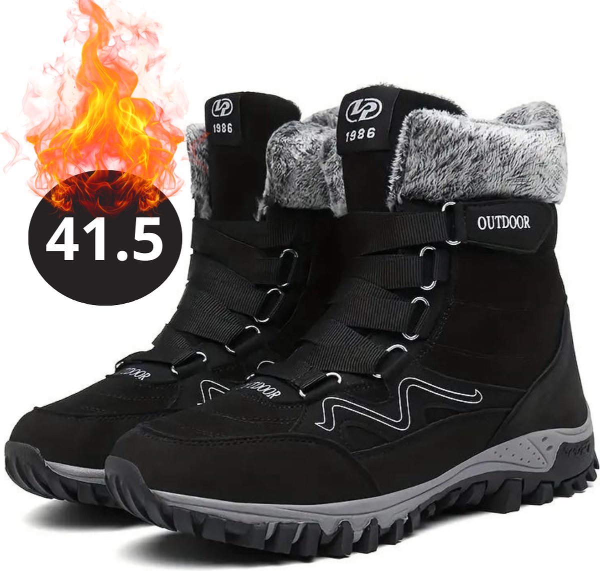 Livano Snowboots Sneeuwschoenen Sneeuwboots Heren Wintersport Ski Skischoenen – 41.5 Met Voering Zwart