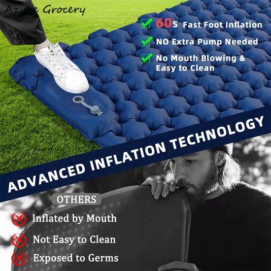 Camping Matras 2 Personen, Ultralight Tweepersoons Luchtbed met Voetpomp en Kussen, Draagbare Luchtmatras voor Wandelen, Strand, Reizen van Camping — afbeelding 3