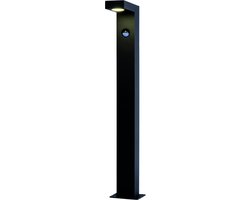 Lucide TEXAS-IR - Sokkellamp - LED - 1 × 7W 3000K - IP54 - Beweging & dag/nacht sensor (uitschakelbaar) - Antraciet