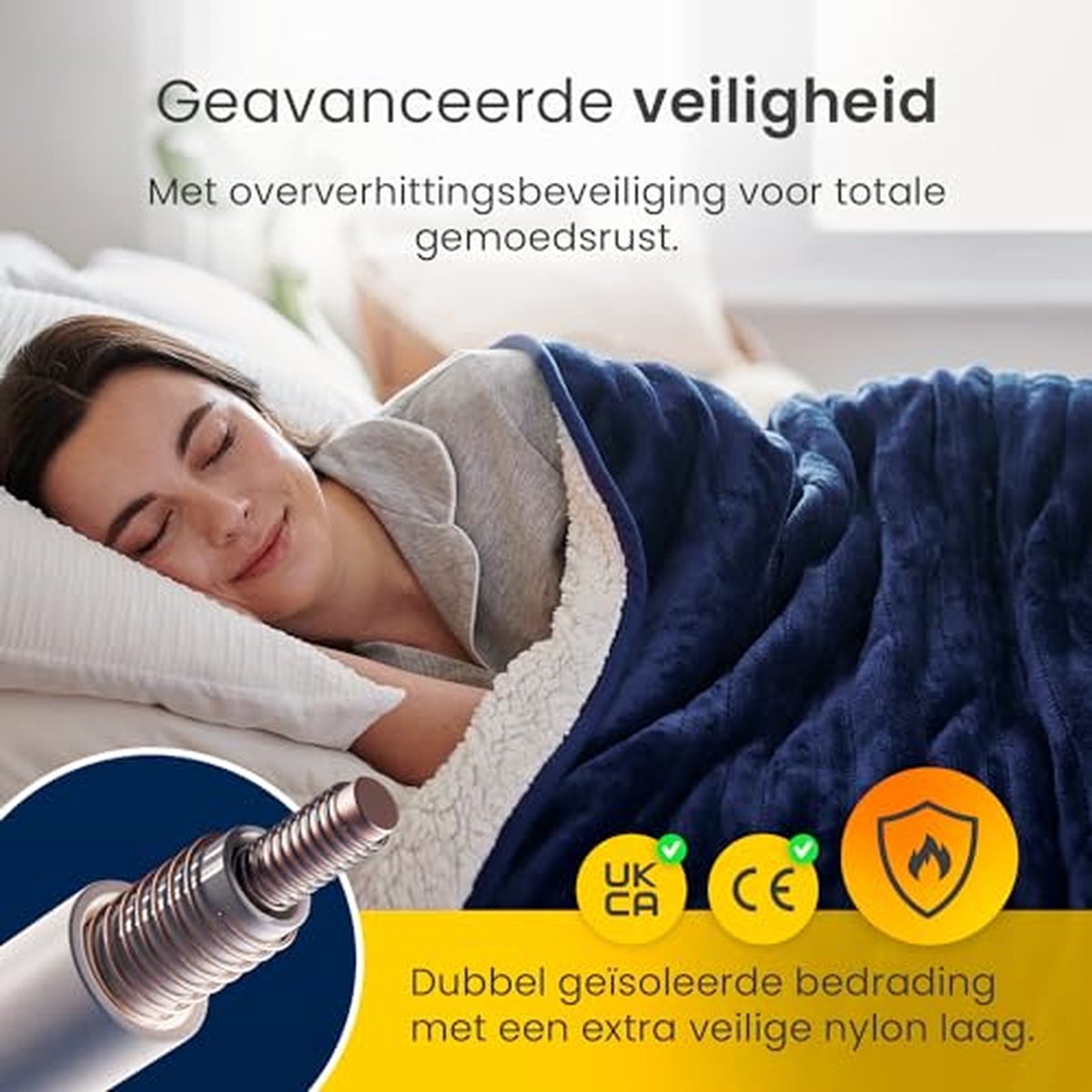 Afbeelding 3 van Cosi Home – Elektrische Deken – Luxe Fleece en Sherpa Wol - 180 x 130 cm - Warmtedeken met 10 Warmtestanden, 10-Uurs Timer en Oververhittingsbeveiliging – Machinewasbaar – Blauw