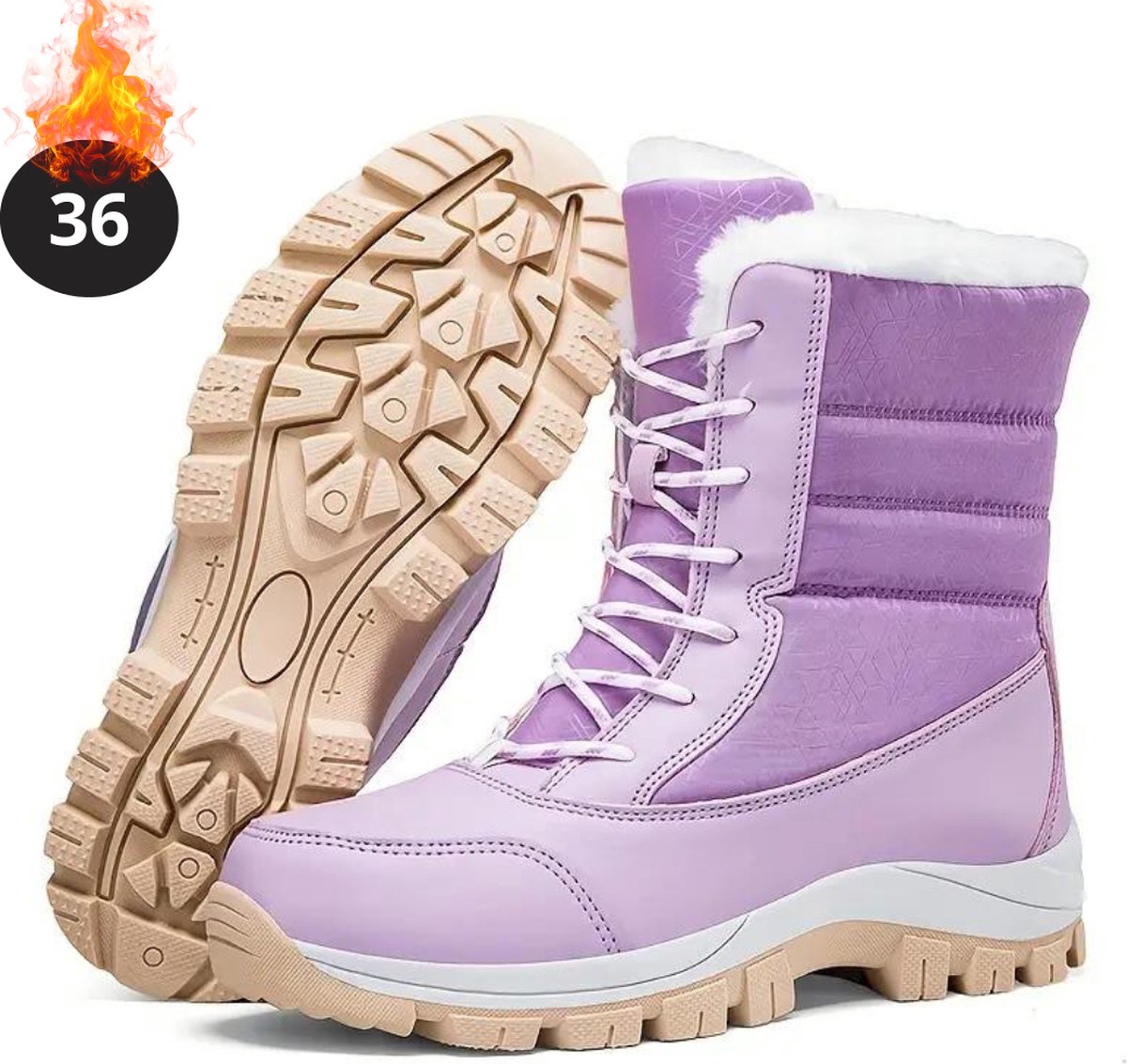 Livano Snowboots Sneeuwschoenen Sneeuwboots Dames Wintersport Ski Skischoenen – 36- Laarzen Paars