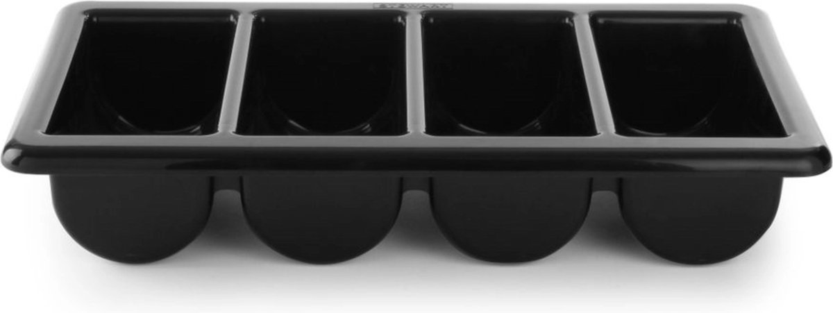HENDI Bestekbak met 4 vakken – zwart – 530x325x100 mm – polypropyleen
