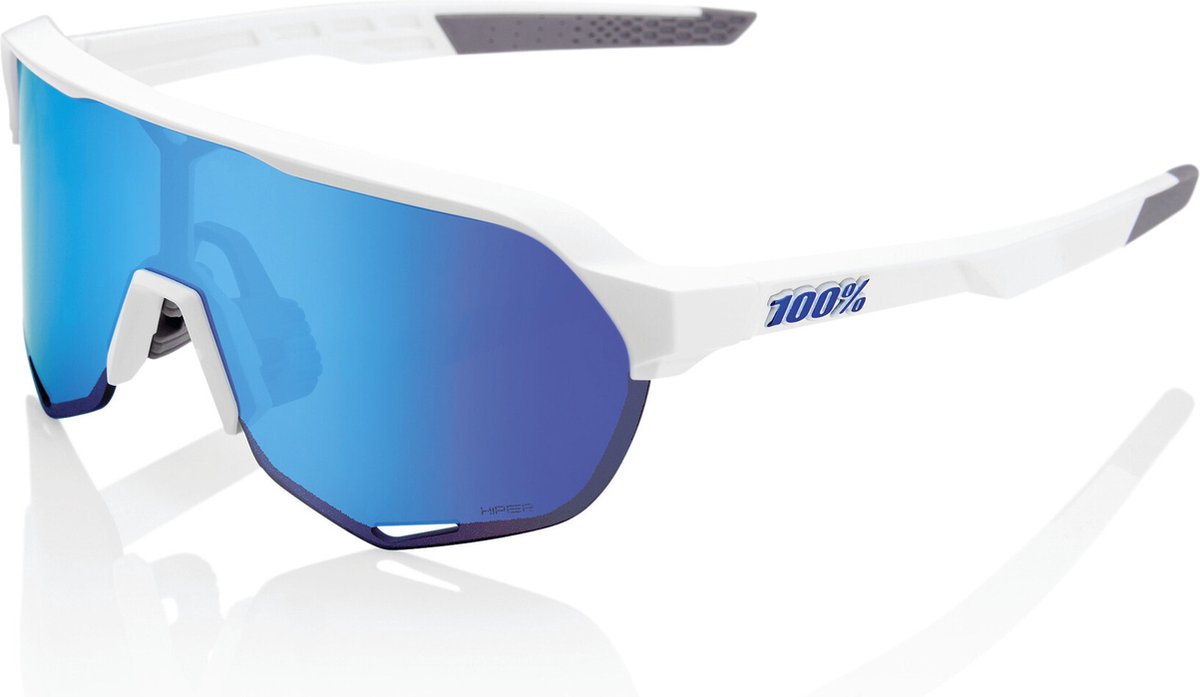 100% S2 - Matte White - Hiper Blue Multilayer Mirror Lens - WHITE -