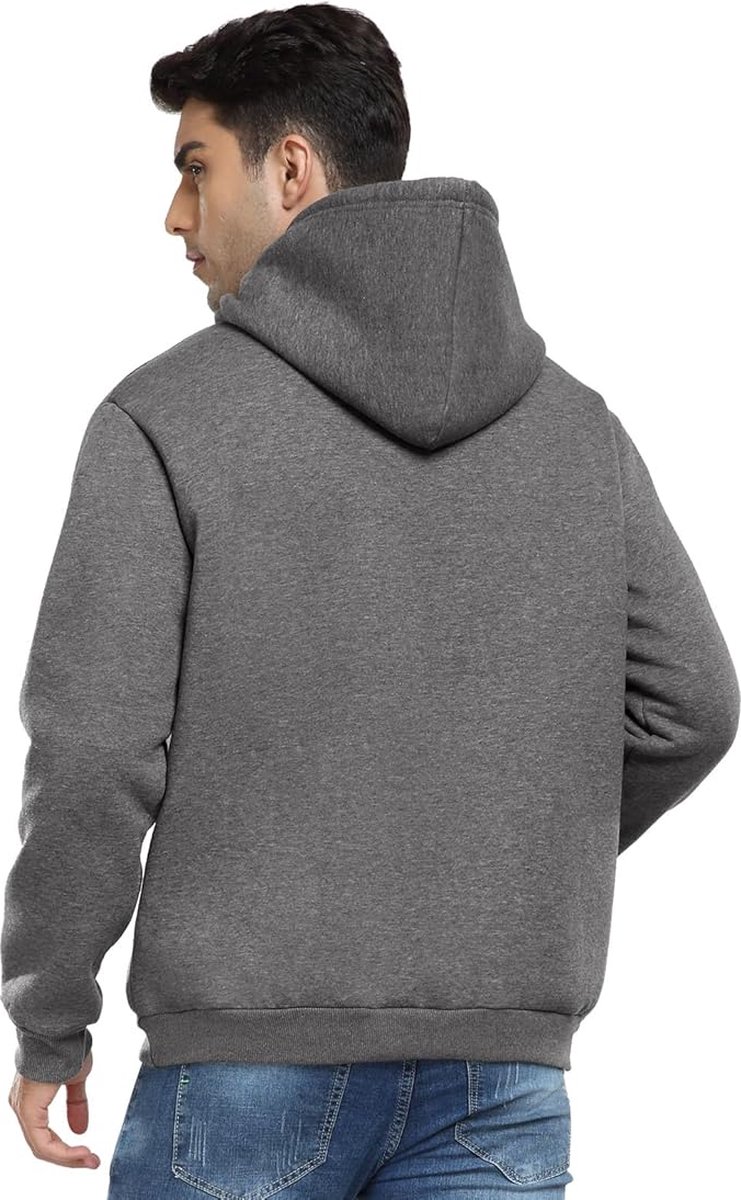 Heren Fleece Hoodie Losse Fit Warmte Blend Fleece Zip Sweatshirt Dikke Zijzak Raglan Mouw Jas