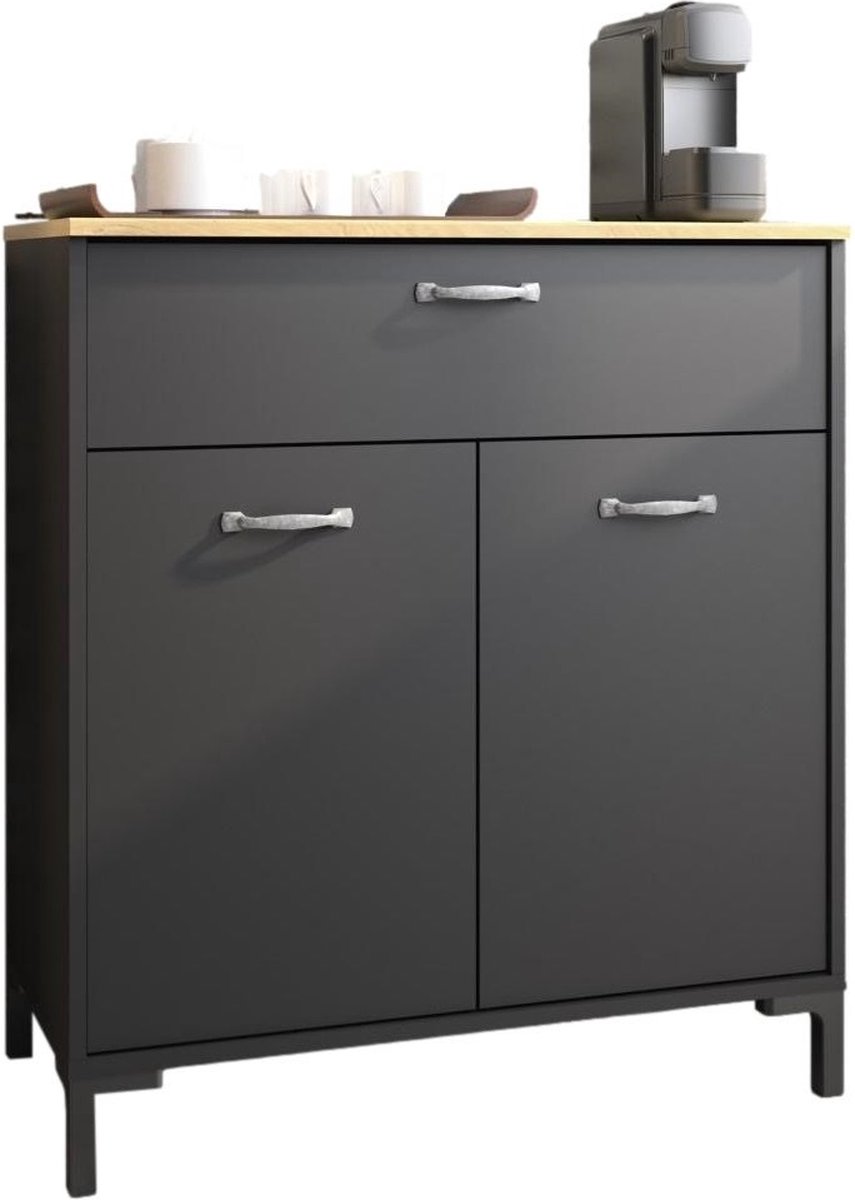 Gamillo Furniture Keukenkast Fano 90 cm hoog antraciet/zwart