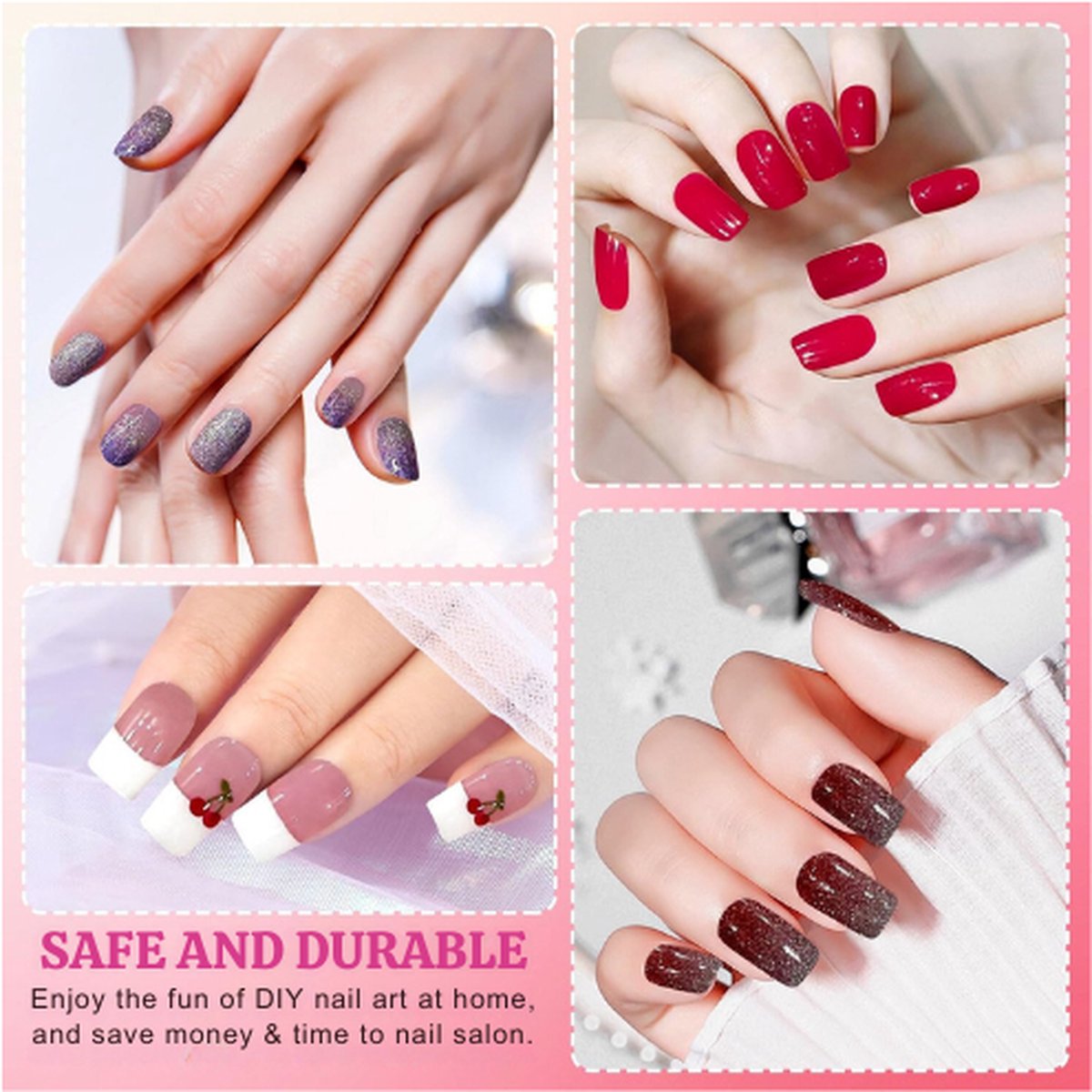 Goedkoopste 22 Stuks Semi-Geharde UV-Gelstrips - Zelfklevende French Nagelstickers Voor Salonkwaliteit Nagelkunst (Rood