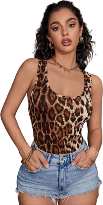 Sexy Dames Tijgerprint Tanktop - Hemd - Festival - Panterprint Top - Luipaardprint Shirt