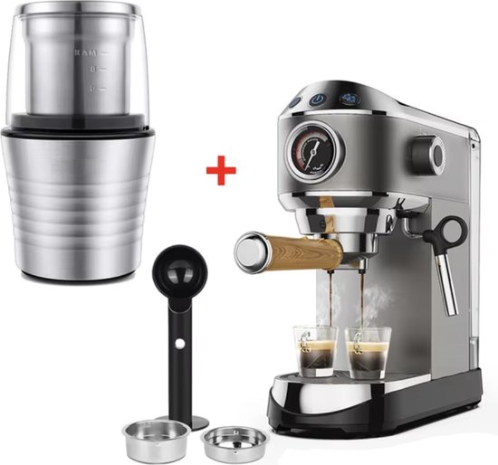 Moderna Espressomachine Met Geïntegreerde Koffiemolen Voor Bonen En Gemalen Koffie Melkopschuimer 1 Filter 1080 W 800 Ml Wit