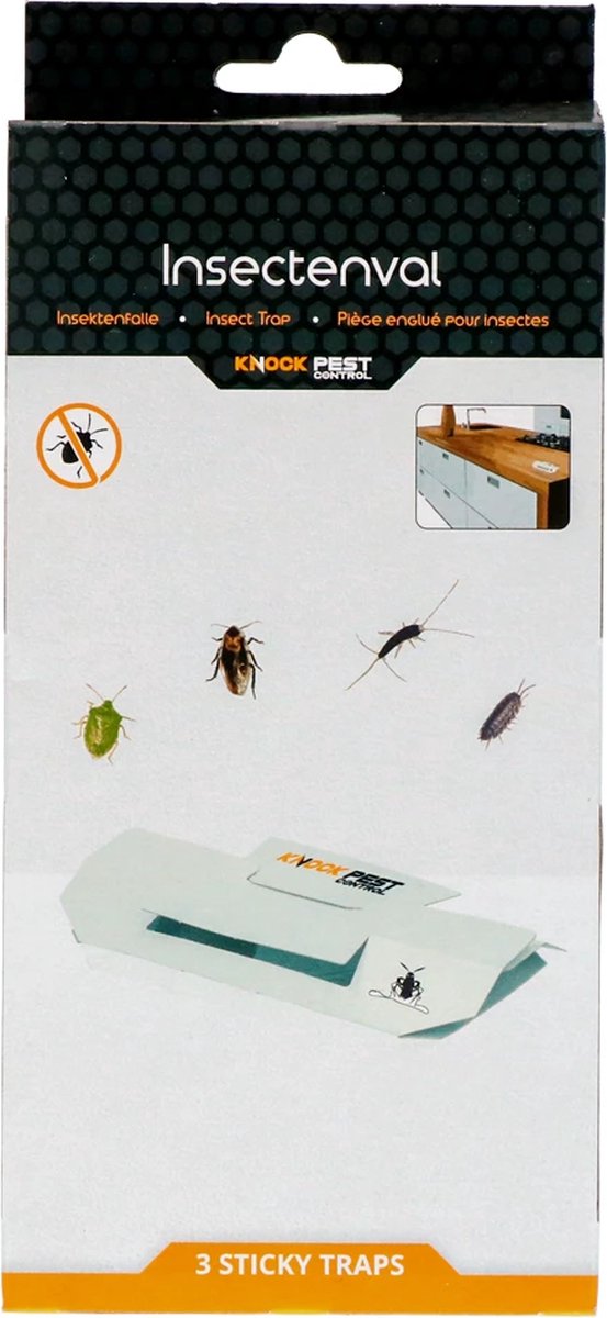 Knock Pest Control Kakkerlakkenval 3 Stuks - Ongedierteval - Insectenval - Kleefval - Zilvervisjesval - Lokdoos - Groot