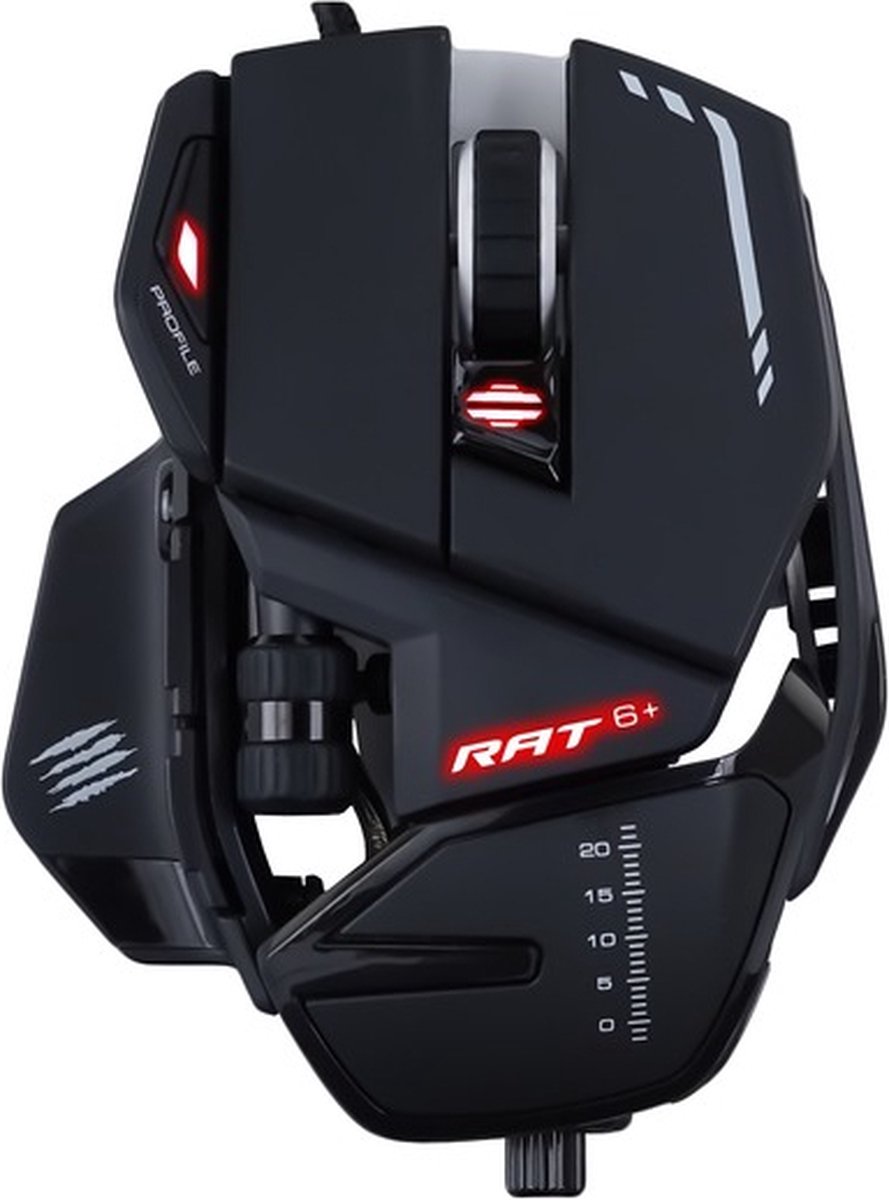 MadCatz R.A.T. 4+ Ergonomische gaming-muis USB Optisch Zwart 9 Toetsen 7200 dpi Verlicht, Ergonomisch, Polssteun