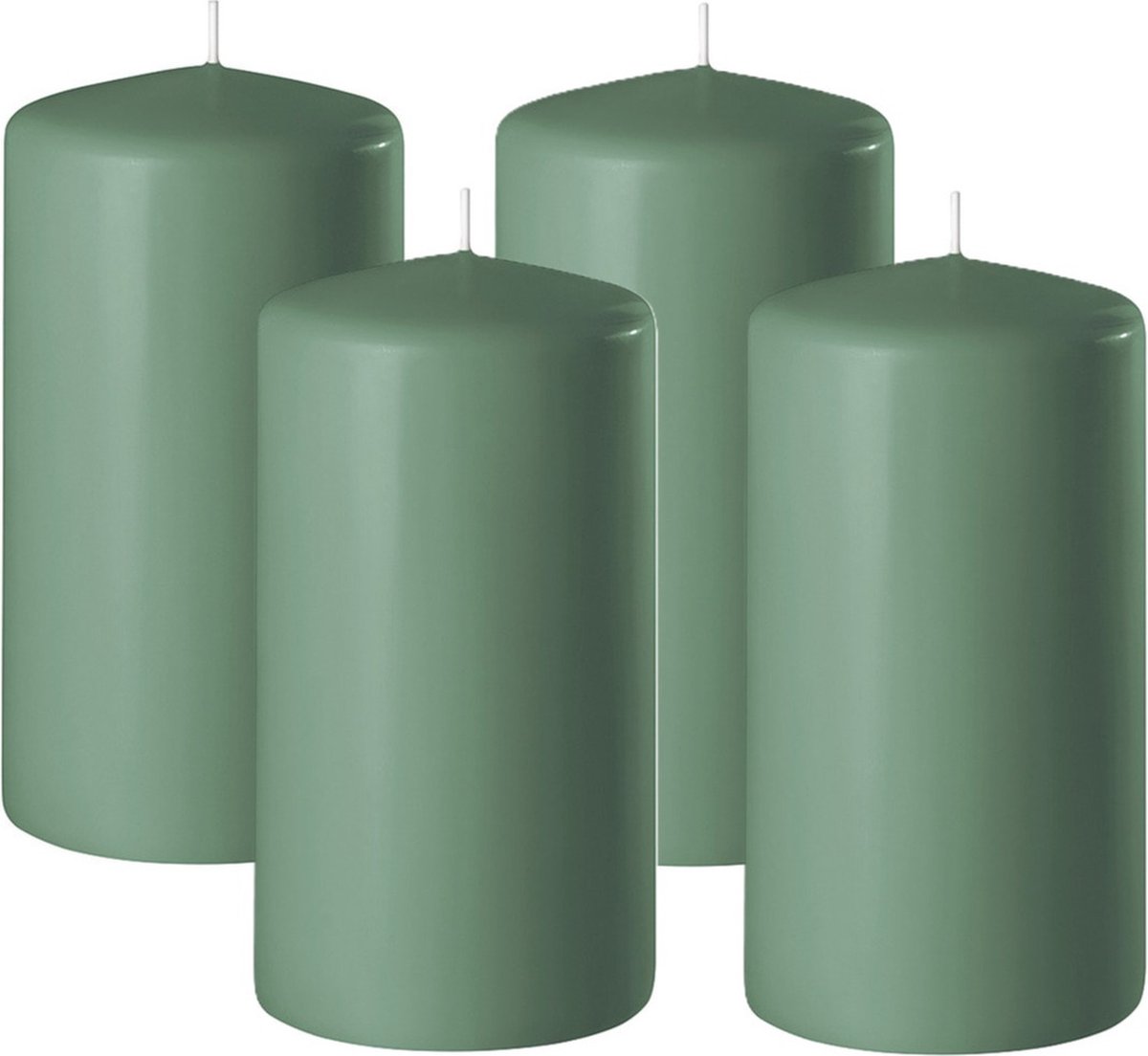 Enlightening Candles Cilinderkaars/stompkaars - 4x - groen - D6 x H8 cm - 27 branduren - Dikke kaarsen - Voor kandelaar of plateau