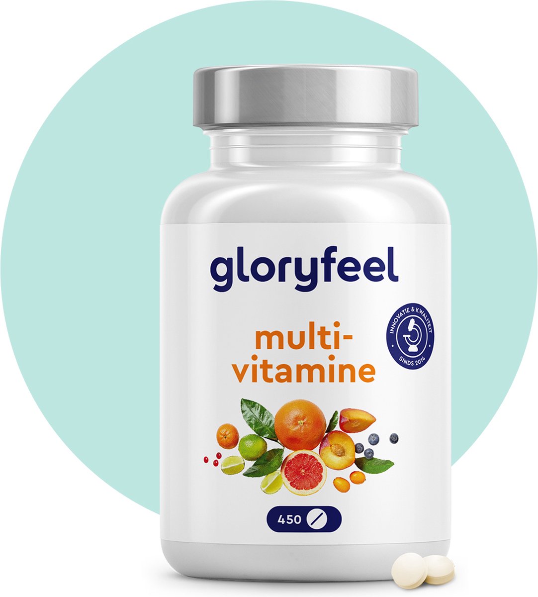 Goedkoopste Multivitamines en mineralen hoge dosering - 450 tabletten met alle A-Z vitamines - Calcium, Biotine, Selenium, Zink, Foliumzuur, Vitamine A, B1, B2, B3, B5, B6, B12, C, D3, E