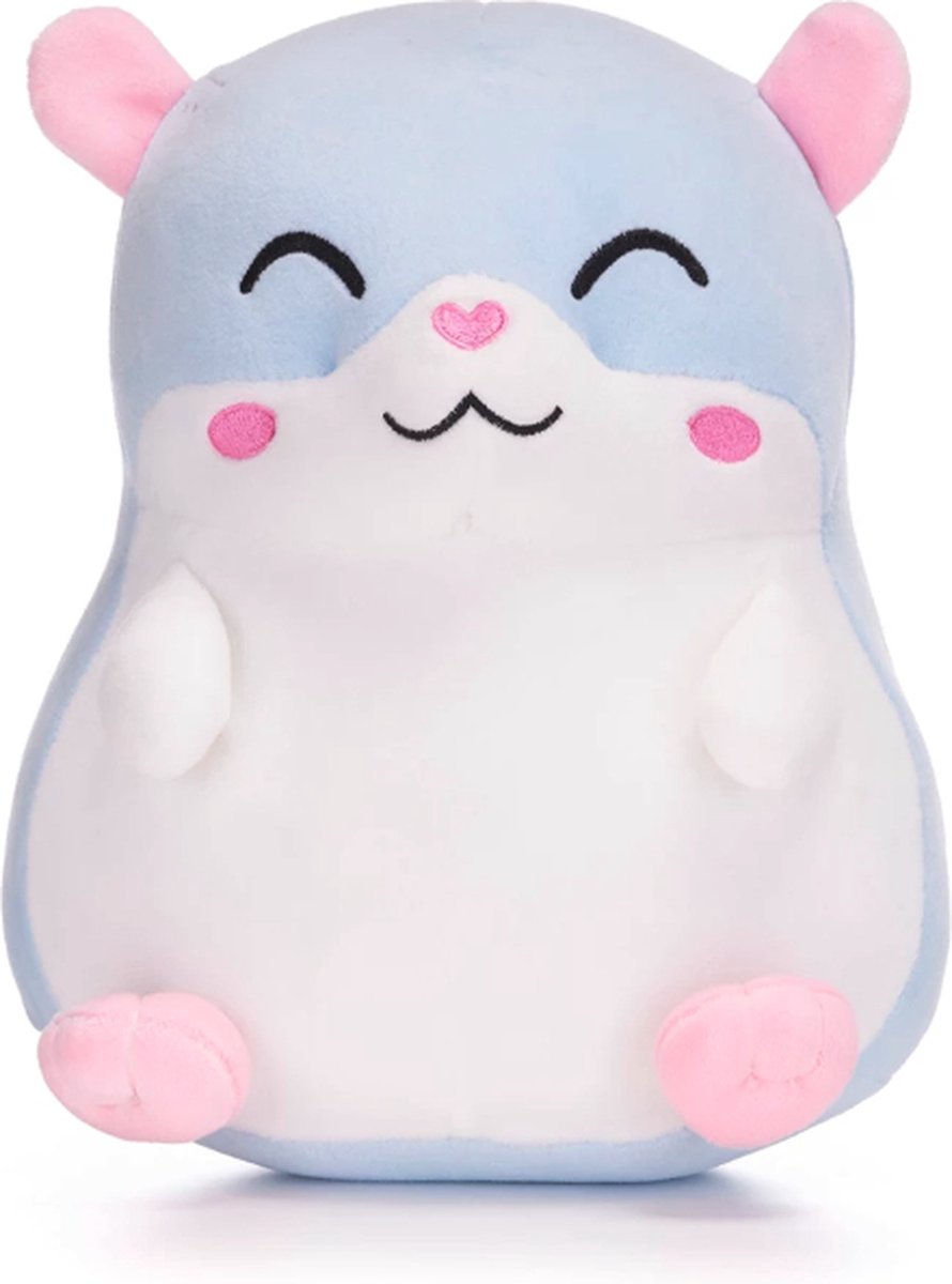 Kawaii Kuties knuffel Kibou Hamster, blauw/wit, 24 cm groot