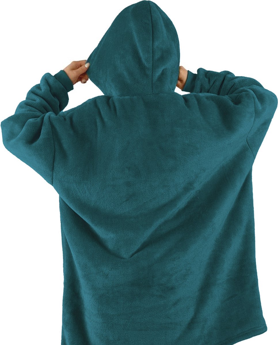 Zoem - Fleece deken met mouwen Turquoise - inclusief fleece sokken - fleece plaid - sweater - 280 gsm — cadeau in Wonen & Interieur - foto 5