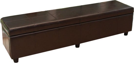 Siège de canapé avec espace de rangement Kriens XXL, cuir + simili cuir, 180x45x45cm ~ marron