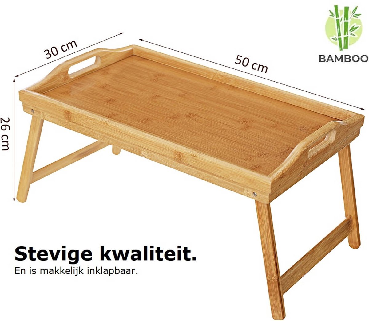 Opklapbaar Dienblad met Pootjes - Bamboe Hout - Bedtafel voor Ontbijt op Bed