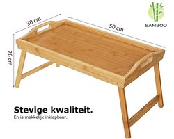 Opklapbaar Dienblad met Pootjes - Bamboe Hout - Bedtafel voor Ontbijt op Bed