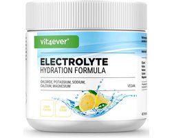 Elektrolyten - 200 g (40 porties) - Hydratatieformule met chloride, kalium, natrium, calcium, magnesium - Perfect voor sporters met vochtverlies - Zonder suiker - Veganistisch - Citroensmaak - Vit4ever