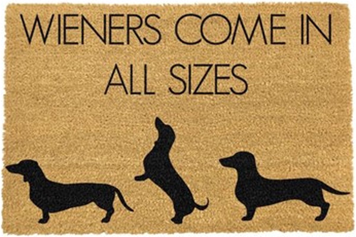 Artsy - Teckel Kokos Deurmat - Wieners come in all sizes - 60x40 cm