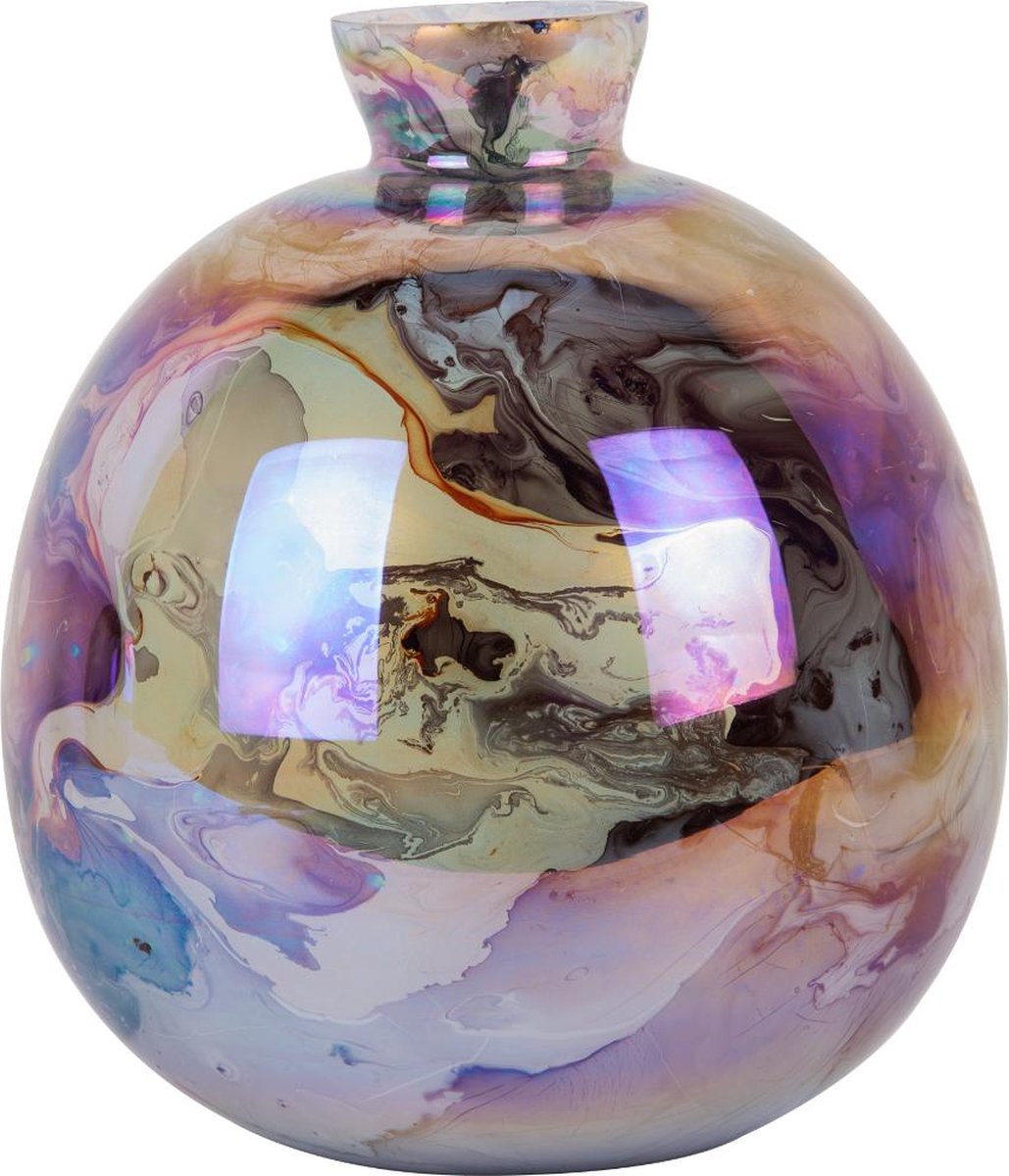Present Time Vaas Melange Bottle - Bruin - Ø23cm - Glas - Scandinavisch - Bloemenvaas - Woondecoratie - Decoratieve vaas voor woonkamer of slaapkamer