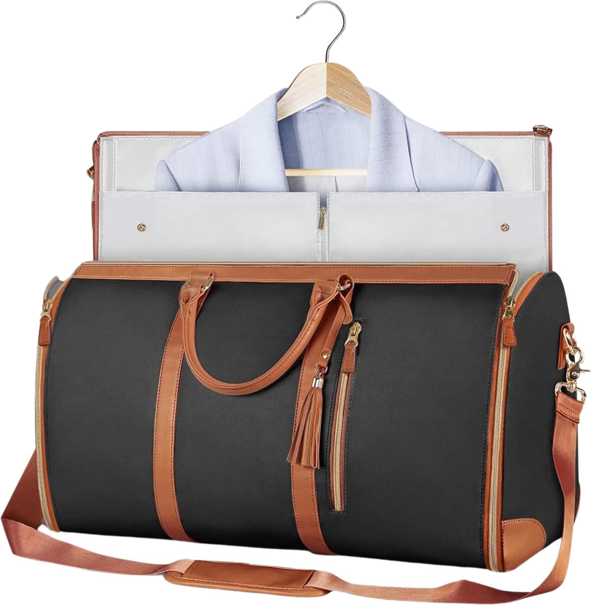 Pazzo Goods Reistas Handbagage – Opvouwbare Weekendtas met Schoenenvak – Travel Bag 43.6L – 52x33x25.4 cm – Zwart – Vivo