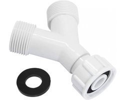 Y stuk kraan splitter - 3/4" - wasmachinekraan splitter - y stuk aanvoer kraan - waterverdeler 2 weg - pp - afvoer en aanvoer kraan splitte