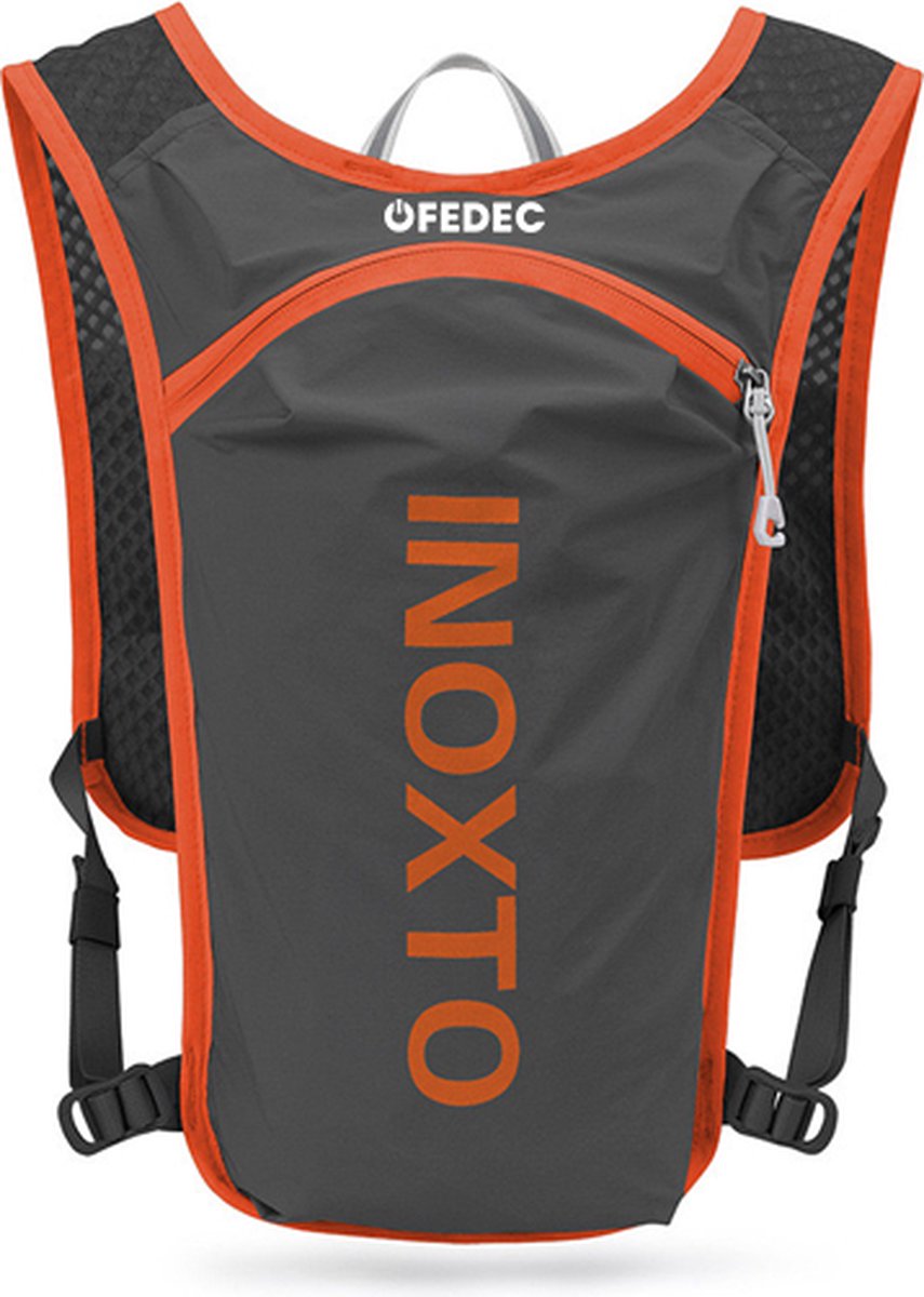 FEDEC Hardloopvest - Hardlooprugzak - Waterdicht - Reflecterend - Oranje - 5 Liter - 140 gram