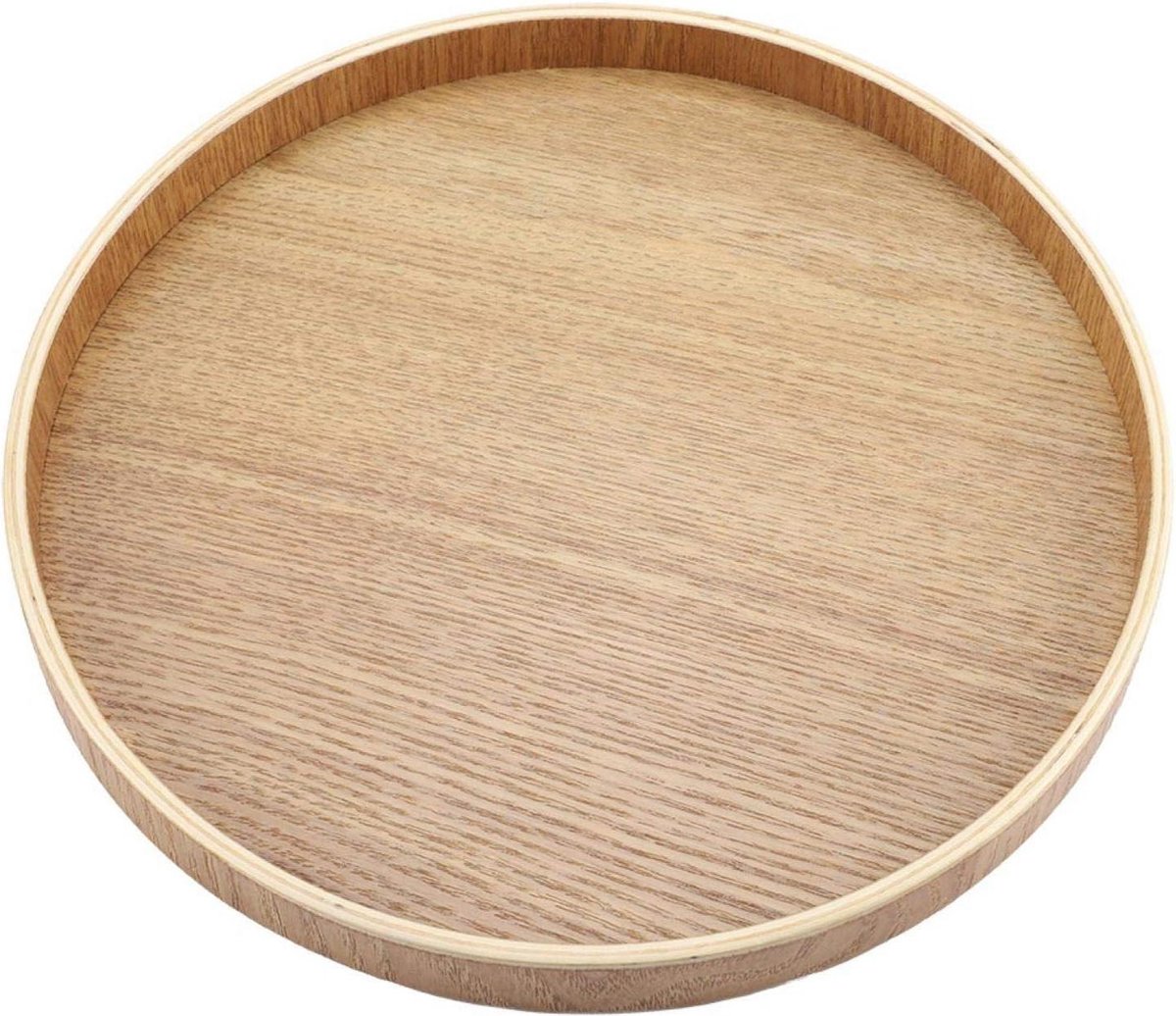 Rond Houten Dienblad 33 Cm – Vintage Serveerblad Voor Ontbijt, Thee En Decoratie