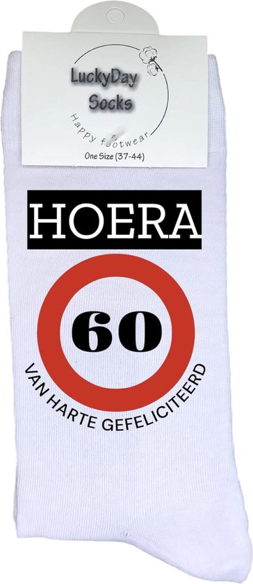 Chaussettes 60 ans - Félicitations - Anniversaire - Anniversaire - Cadeau rigolo - Cadeau pour femme homme - Cadeau - Chaussettes d'anniversaire - Cadeau d'anniversaire - Chaussettes qui font Happy - Taille 44