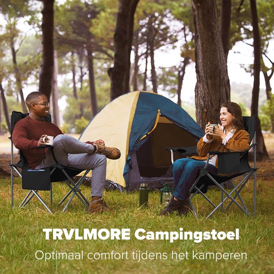 Thallike Campingstoel, hoge rugleuning, opvouwbaar, 150 kg, ultralicht, draagbaar, klapstoel met hoofdsteun, 2 zijzakken, compacte visstoel, inklapbaar met draagtas, voor kamperen, strand, outdoor en