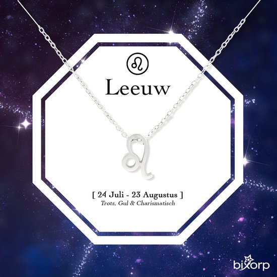 Bixorp Stars Sterrenbeeld Ketting Leeuw / Leo - Stainless Steel - 45cm Ketting met Zodiac Hanger - Inclusief Cadeau Verpakking