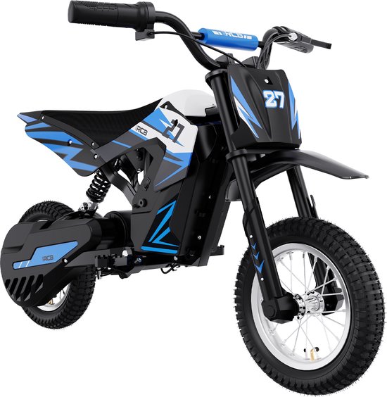RCB Elektrische Crossmotor voor Kinderen | 300W | 25km/u | 3 Snelheidsstanden | 3-12jaar| Blauw/Zwart