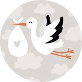 20 Stickers Ooievaar - Sluitsticker envelop - baby geboren - kraamcadeau - geboortekaart - wensetiket - meisje - jongen - unisex - geboortepost - Hippekaartjeswinkel