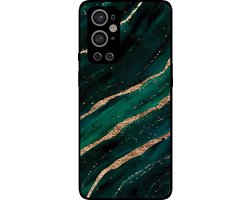 Smartphonica Telefoonhoesje Geschikt voor OnePlus 9 Pro met marmer opdruk - TPU backcover case marble design - Groen Goud geschikt voor OnePlus 9 Pro