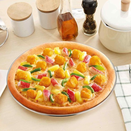 HaWare Pizzaplaat, ronde pizzavorm, 30 cm, roestvrij staal, pizza bakplaat, 2 stuks, voor oven bakken, niet giftig en gezond, eenvoudig te reinigen en