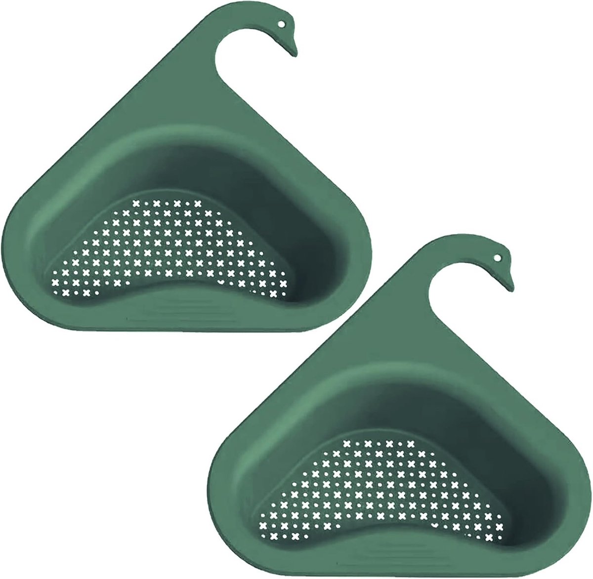 Goedkoopste IBBO Shop - 2x Gootsteen Organizer - Afvoerzeef - Gootsteen Plug - Gootsteen Bakje - Gootsteen Afvalbakje - Gootsteen Vergiet - Gootsteen Zeef Plastic - Gootsteen Zeefje - Zwaanvorm - 2 STUKS - Groen