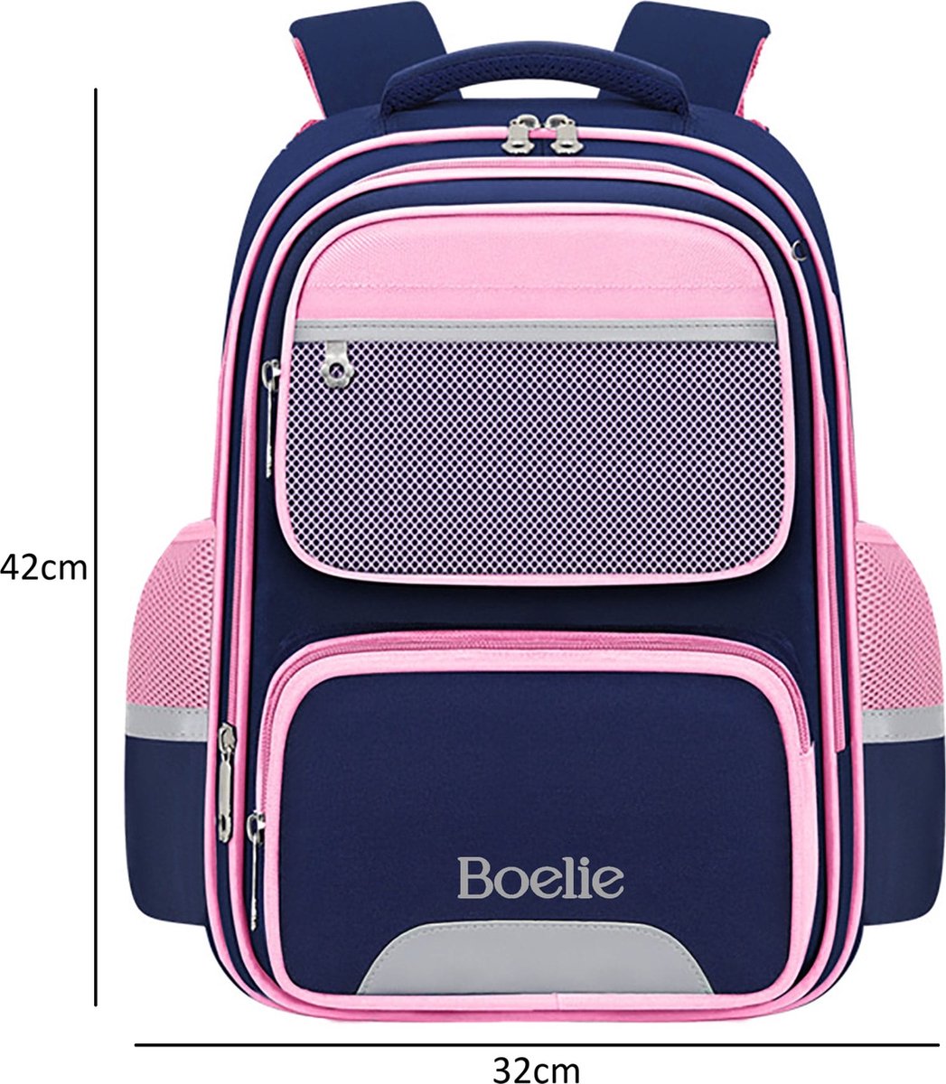 Roze-blauwe kinder rugzak - schooltas - waterbestendig (42x32x17cm)
