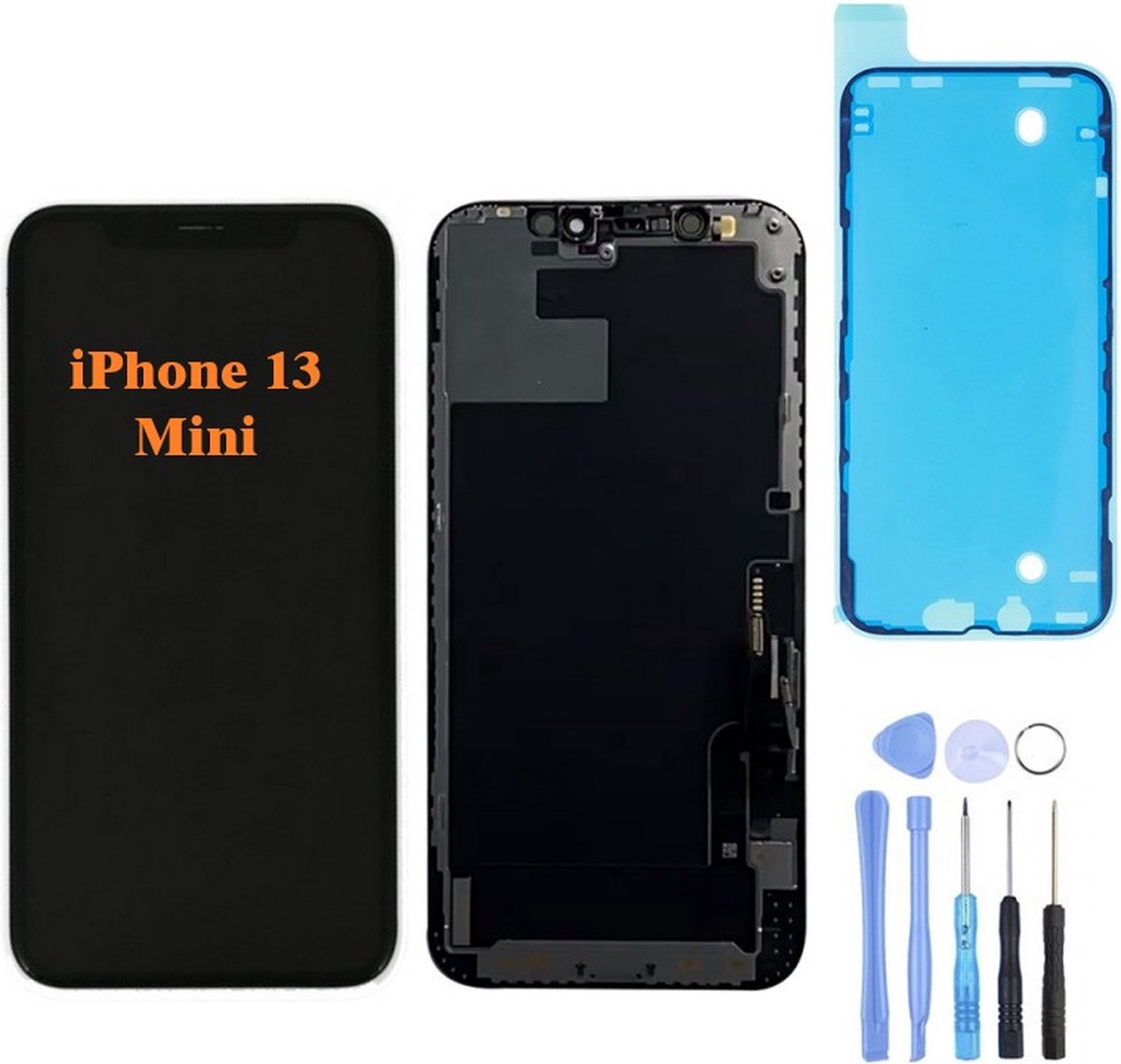 iPhone 13 mini Scherm Reparatie set - Inclusief Gereedschap, Framesticker, screenprotecor.