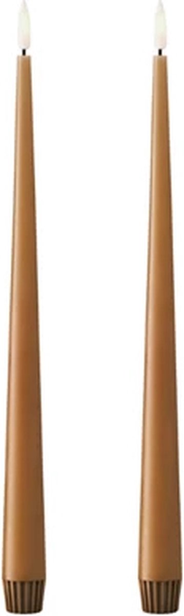 Ester & Erik Taperkaars 30cm Raw Toffee LED (set van 2) - Kaarsen bruin