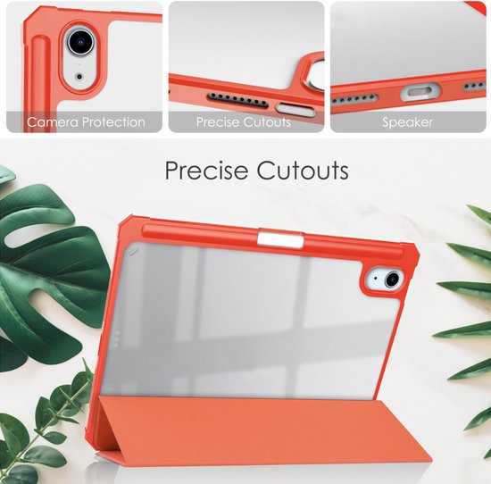 Case2go - Étui pour tablette adapté à l'iPad Mini 6 (2021) - 8,3 pouces - Étui transparent - Couverture arrière à trois volets - Oranje