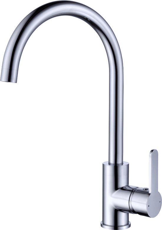 Keuken Enkele Koude Kraan,Roestvrij Staal Keuken Enkele Hendel Koud Water Tap voor 360 ° Draaibare Uitloop Verstelbare Out Water Knop Dual Spray Controle