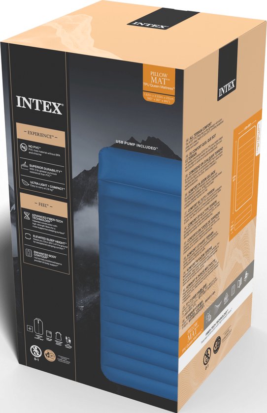 Intex TruAire Twin Dura-Beam Camping Mattress met Quickfill USB150 luchtpomp - 203 x 152 x 22 cm van Intex — afbeelding 4