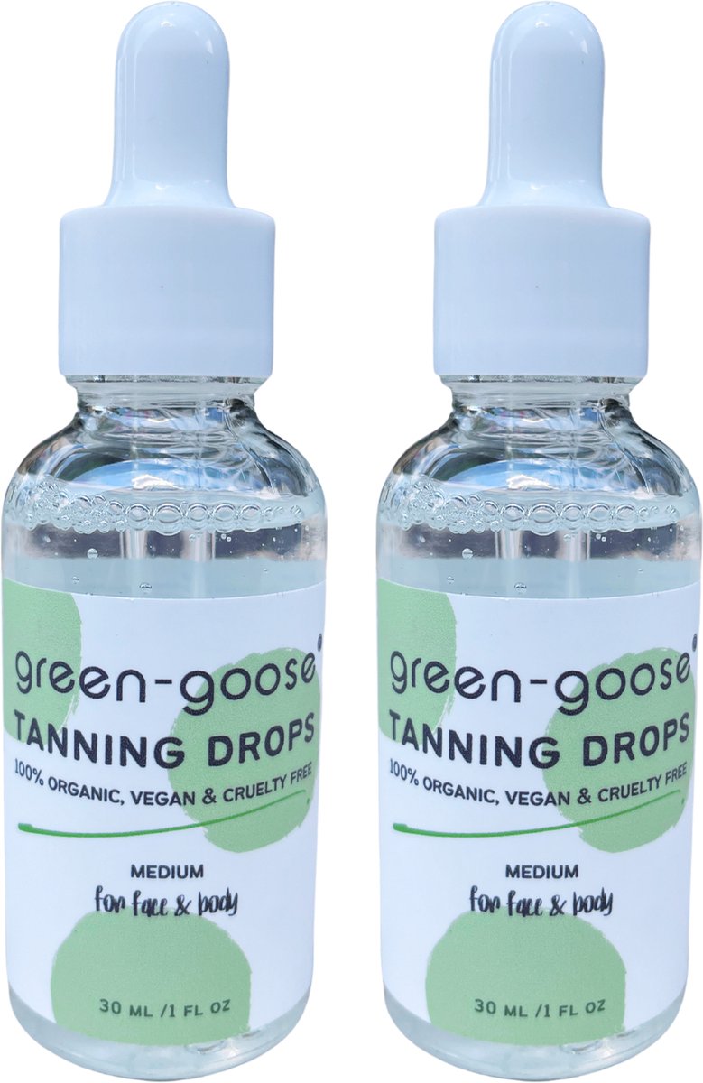 Goedkoopste green-goose® Organic Tanning Drops - Medium - 2x30ml - Zelfbruinende Druppels - 100 Biologisch, Natuurlijk & Diervriendelijk - Organic, Vegan & Cruelty Free