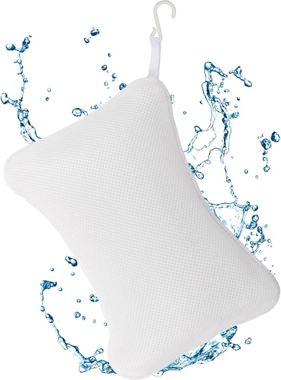 GUHAOOL Badkussen, nekkussen, badkussen, ademend 4D Air mesh en 6 zuignappen, nekkussen, badkuip voor hoofd, nek, schouders, rug voor badkuip en thuis, spa, grijs
