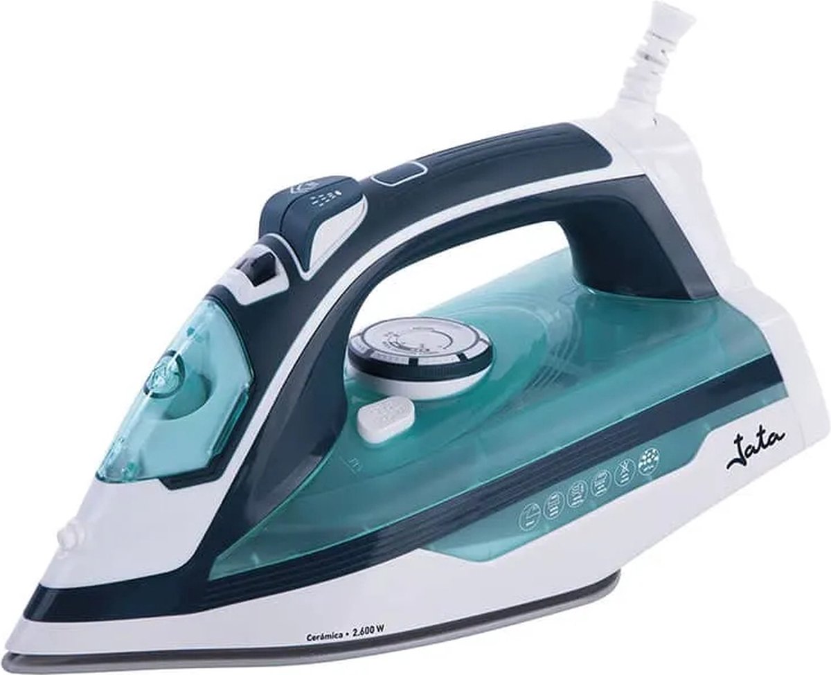 JATA PL598C strijkijzer Droogstrijken Keramische zoolplaat 2600 W Blauw, Wit