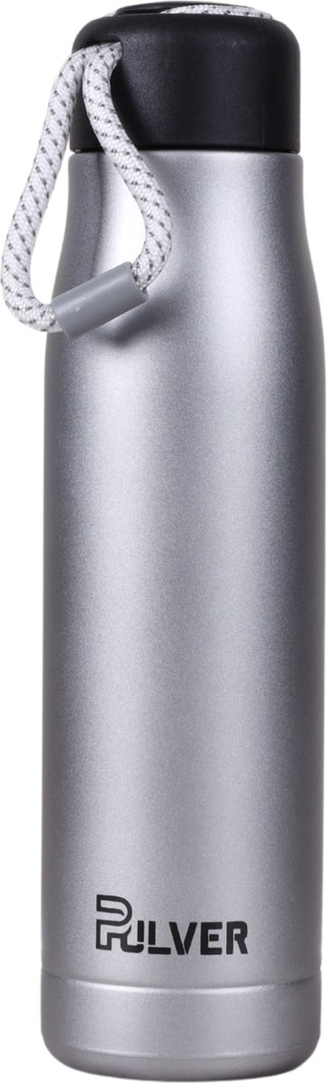 Pulver® - RVS Thermosfles / Drinkfles – BPA Vrij – 550 ml - Waterfles met draaidop – Drinkfles – Dubbele isolatie - Thermosbeker - Anti Lek - Grijs