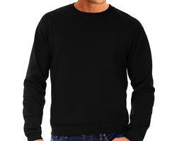 Grote maten sweater / sweatshirt trui zwart met ronde hals voor heren - zwarte - basic sweaters XXXL