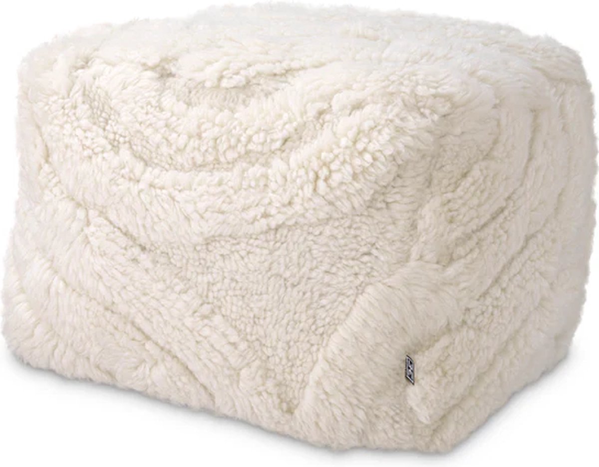 poef voetenkruk Stool Andres 60 x 60 x 40 cm Ivory
